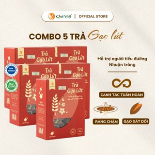  Combo 5 hộp Trà gạo lứt Quê Việt + Tặng quà tặng tùy chọn - Hộp 600gr 450gr 