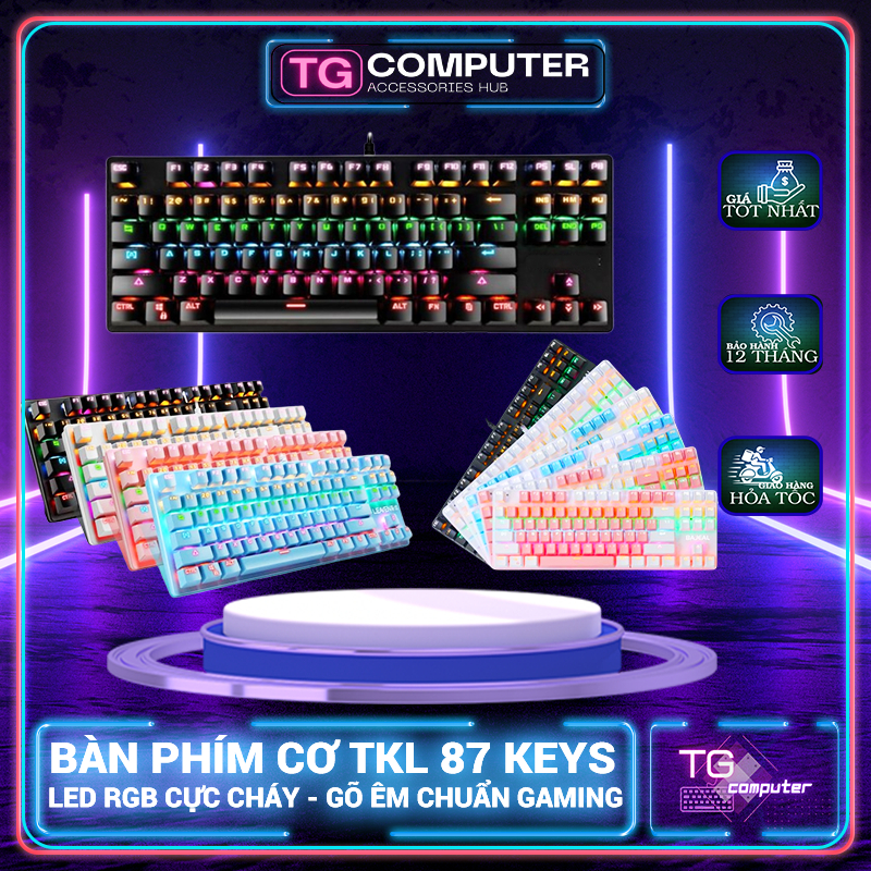 BÀN PHÍM CƠ Máy Tính Màu Hồng Led RGB - Màu xanh Chơi Game Dùng Văn Phòng Cực Đã - PHÍM CƠ 87 phím | BigBuy360 - bigbuy360.vn
