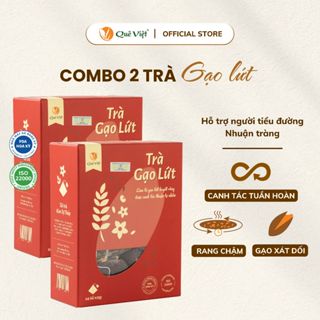  Combo 2 hộp Trà gạo lứt Quê Việt - Hộp 600g  24 túi x 25g  hộp 450gr 30 túi x 15gr  