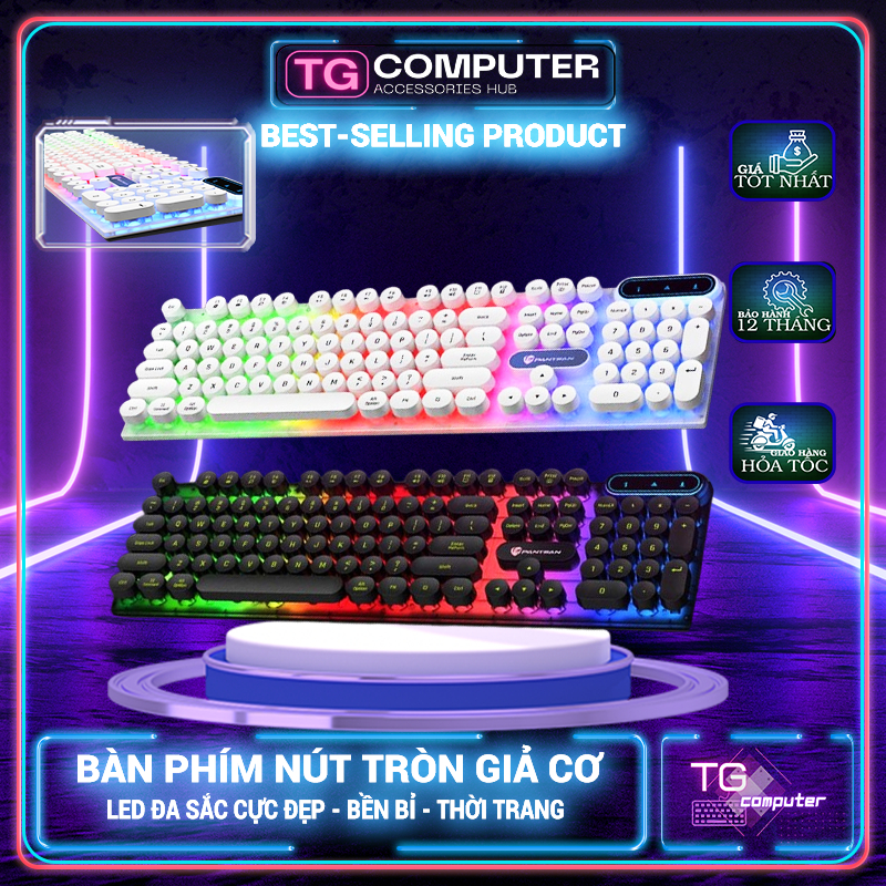 Bàn phím nút tròn giả cơ Led nhiều màu giá rẻ có dây nhiều hiệu Panstan,shipadoo,divipard.... VTTG100
