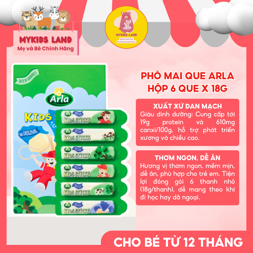 Phô Mai Que ARLA Kids Sticks 108g – Snack Giàu Canxi & Protein, Cho Bé Từ 1 Tuổi