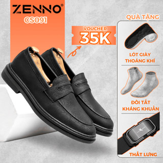 Giày Lười Da Nam Cao Cấp Cao Cấp ZENNO CS091, Giày Công Sở Đế Cao Su Êm Nhẹ Màu Đen Đi Làm Đi Chơi