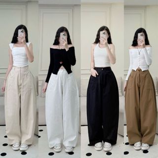  Quần Dài Harem Nữ Parachute 2 Túi Kaki Dày Dặn Joolate Quần Ống Suông Cargo Form Rộng Basic Mặc Đi Chơi – Đi Học 