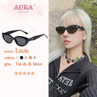 Kính râm chống tia uv nữ nam AURA, Kính mát đen ngầu gọng mắt mèo sang chảnh, Kính kiểu đeo chụp hình, đi nắng - LECIA