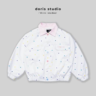 [Deal mở bán] Doris / Khoác kaki nữ chấm bi phối kiểu DorisStudio / form unisex