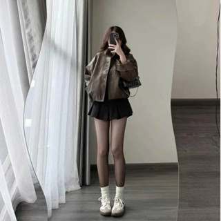  Áo Khoác Da Bomber Nữ Cổ Tàu Bo Gấu Form Oversize Freesize <60kg Thu Đông 2025  Hàng QCCC  