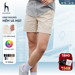 [UPDATE MÀU MỚI] Quần Short nam vải Kaki nhung cao cấp, trẻ trung, lịch lãm, chuẩn form - HUSSIO
