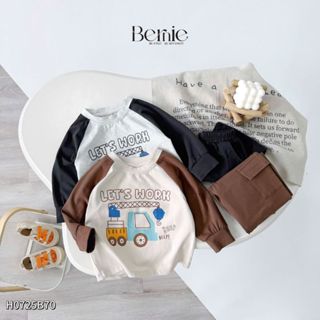  Bộ quần áo dài tay thu đông cho bé trai thun cotton phong cách hàn quốc 1 đến 7 tuổi H0725B70 