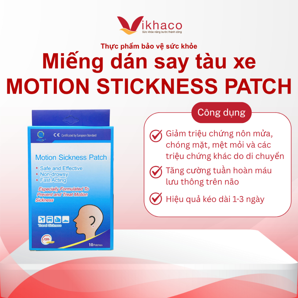 Miếng Dán Chống SAY TÀU XE Motion Sickness Patch Giảm Triệu Chứng Buồn Nôn, Chóng Mặt N1