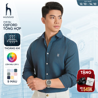 Áo sơ mi nam tay dài LOGO H SEASON 2 vải Oxford cao cấp, thoáng mát, thanh lịch - HUSSIO