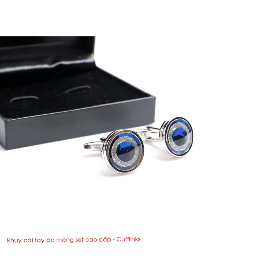 Khuy măng sét - Cufflinks đính đá cao cấp, tặng kèm hộp
