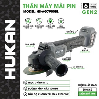 Thân máy mài không dây HUKAN HK-AG7900BL 5 tốc-Chống khởi động lại-Chống lật cổ tay-Chống sốc đá
