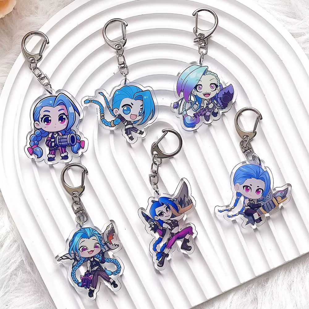 Móc khóa LOL Arcane: Liên Minh Huyền Thoại Jinx chất liệu acrylic trong suốt