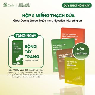 Combo 5 Mặt Nạ Dừa Tươi Lên Men Dưỡng Ẩm Ngừa Mụn Sáng Da Ngừa Lão Hoá Cỏ Mềm
