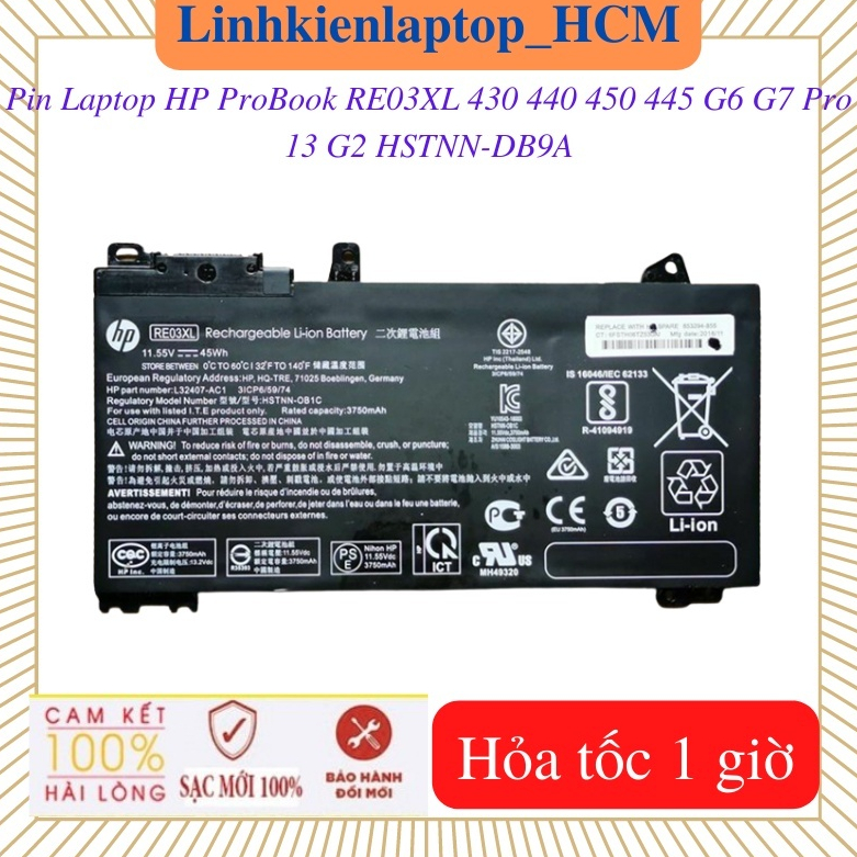 Pin HP ProBook 440-G6 445-G6 430-G6 450-G6 430-G7 440-G7 445-G7 450-G7 Pro 13 G2 HSTNN-DB9A RE03XL