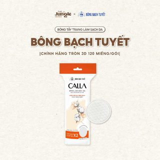  Bông tẩy trang làm sạch da Bông Bạch Tuyết Calla tròn 3D 120 miếng gói -  The Jungle Herbs x Bông Bạch Tuyết  