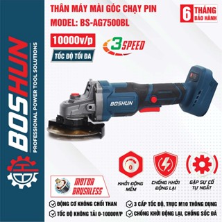 Thân Máy Mài Không Dây BOSHUN BS-AG100BL, Công Tắc Bóp Bụng, Không Chổi Than, Motor Ruột Đồng, 3 Tốc độ
