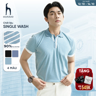 [OUTLET] Áo POLO nam sọc ngang ZEBRA vải wash lông mềm mịn, co dãn tốt, sang trọng, chuẩn form - HUSSIO