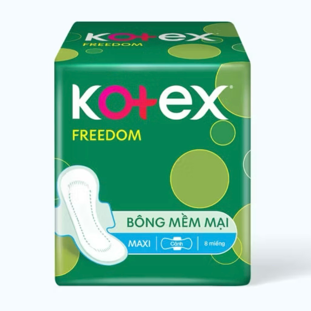 Băng Vệ Sinh Kotex Freedom Maxi Cánh Mặt Bông Mềm Mại Gói 8 Miếng