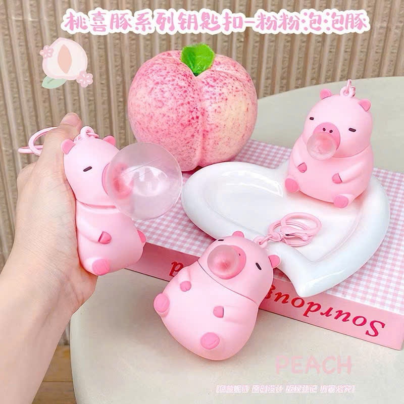 (HỎA TỐC-HCM) MÓC KHÓA CAPYBARA SQUISHY MOCHI BÓP GIẢM STRESS - MÓC KHÓA CAPYBARA THỔI BONG BÓNG