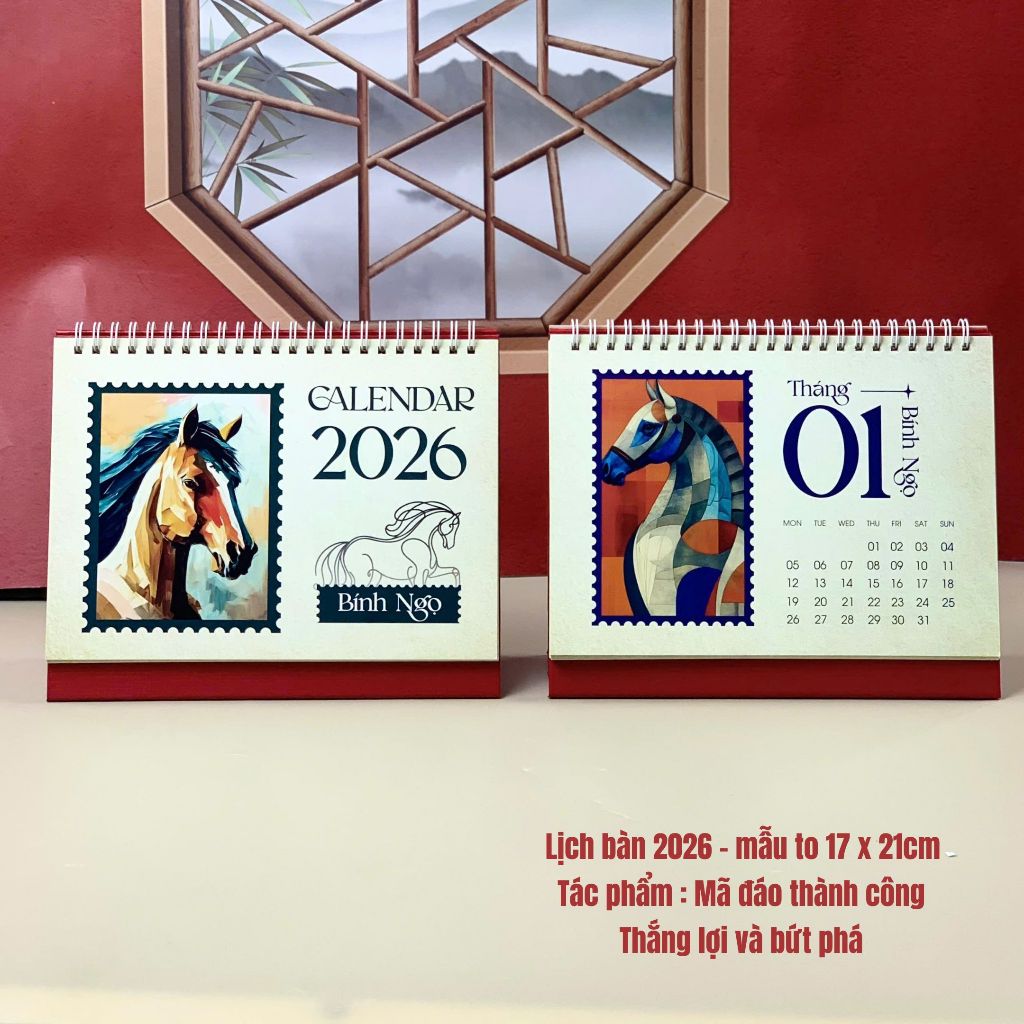 NHIỀU MẪU Lịch bàn 2026 CÓ NGÀY ÂM DƯƠNG Bính Ngọ tác phẩm vẽ tay CAO CẤP sắc nét - vpp Diệp Lạc