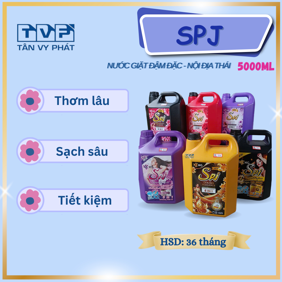 Nước Giặt SPJ 5000ml | Hàng Nội Địa Thái – Giặt Sạch Sâu, Thơm Lâu, Mềm Vải, Tiết Kiệm🌿