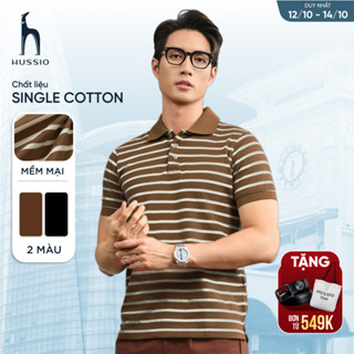Áo polo nam HORIZONE, chất liệu Cotton Single phối sọc ngang, mềm mại, thanh lịch, sang trọng - HUSSIO
