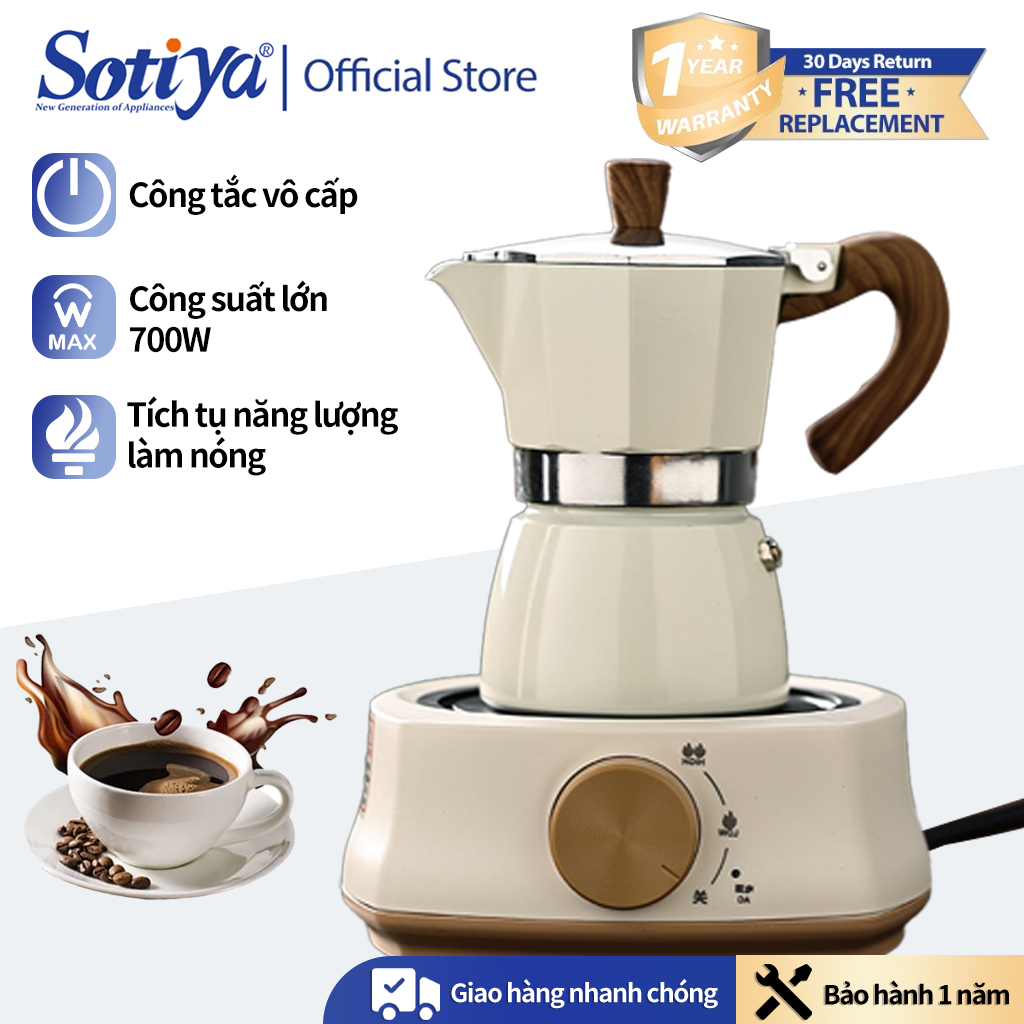 Bộ Moka Pot có Bếp điện hồng ngoại mini