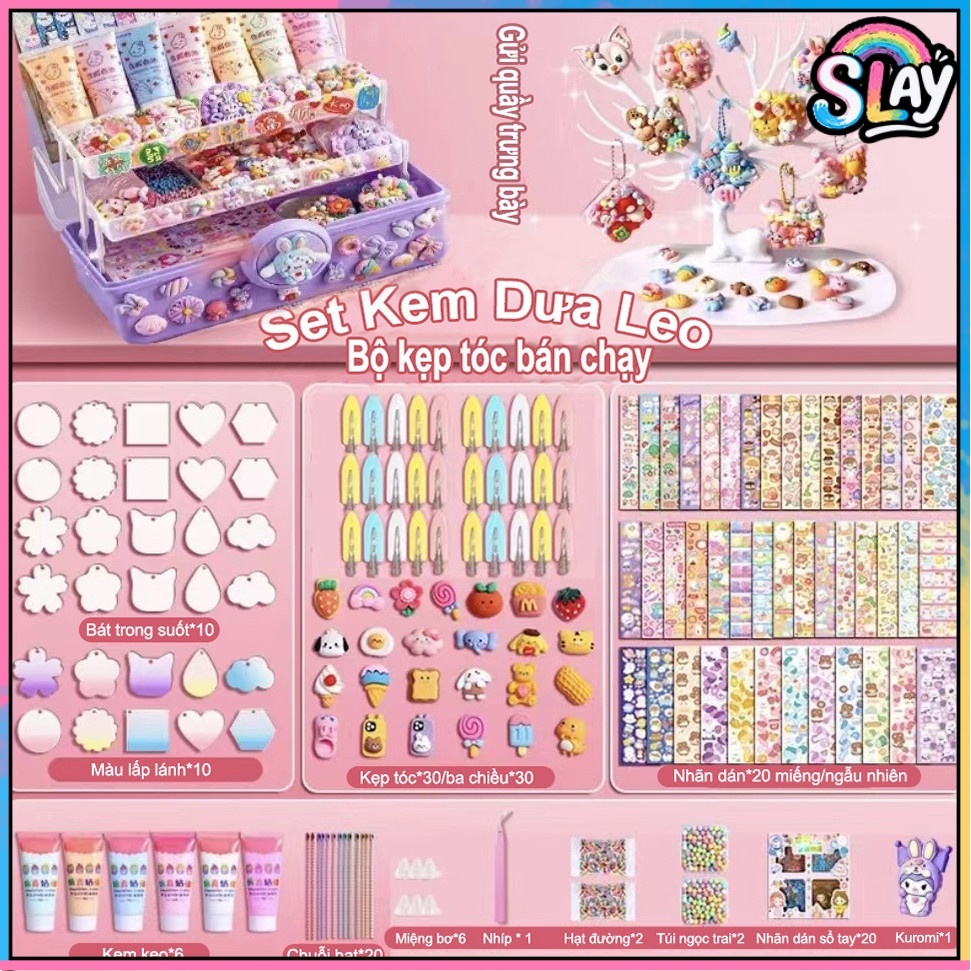 Bộ kem keo dán thẻ Goo đồ chơi trẻ em, đồ chơi tự làm quà tặng cho người thân hộp lưu trữ 3 lớp DIY Handmade Đồ Chơi