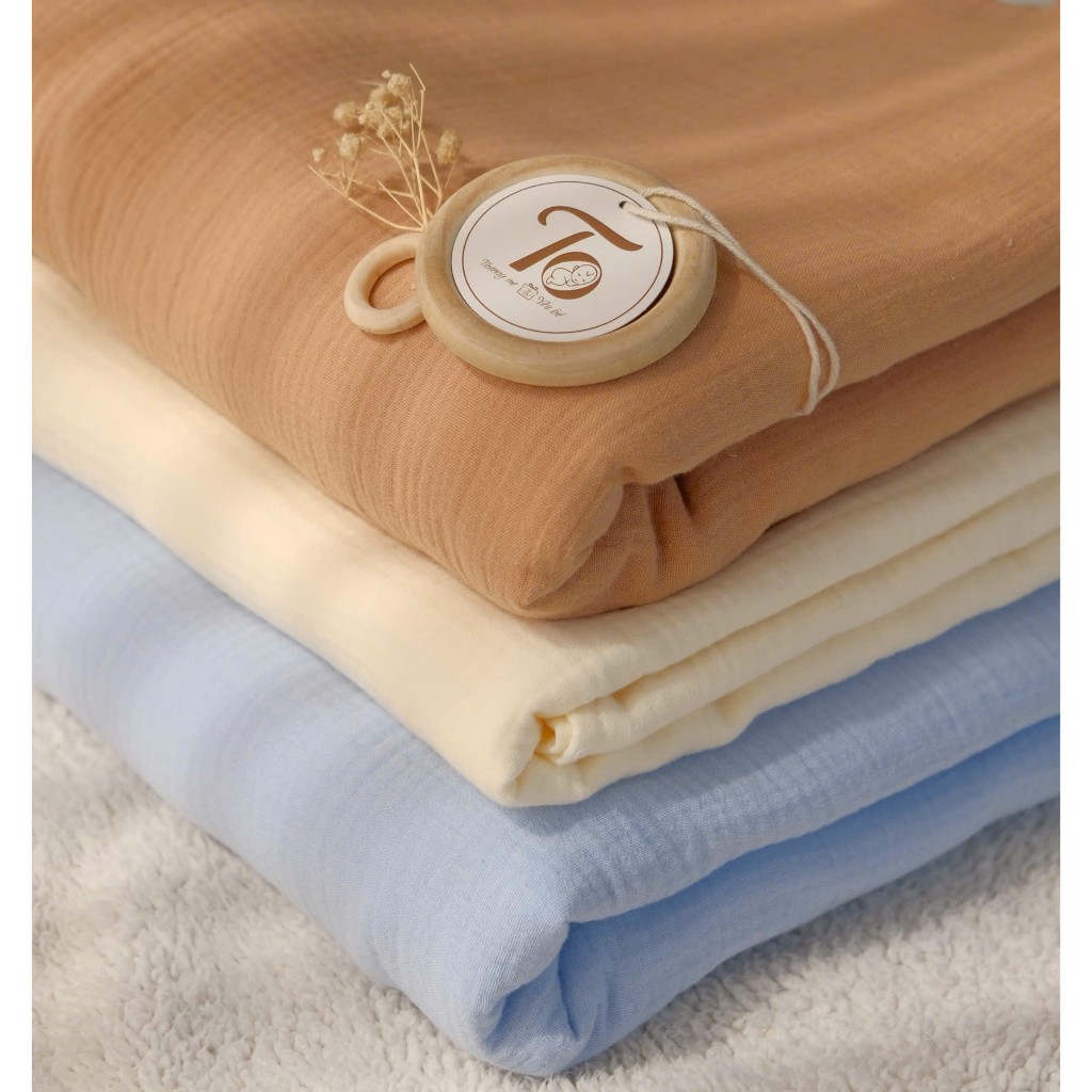 CHĂN MUSLIN MÀU TRƠN – MẸ YÊN TÂM, BÉ NGỦ NGON