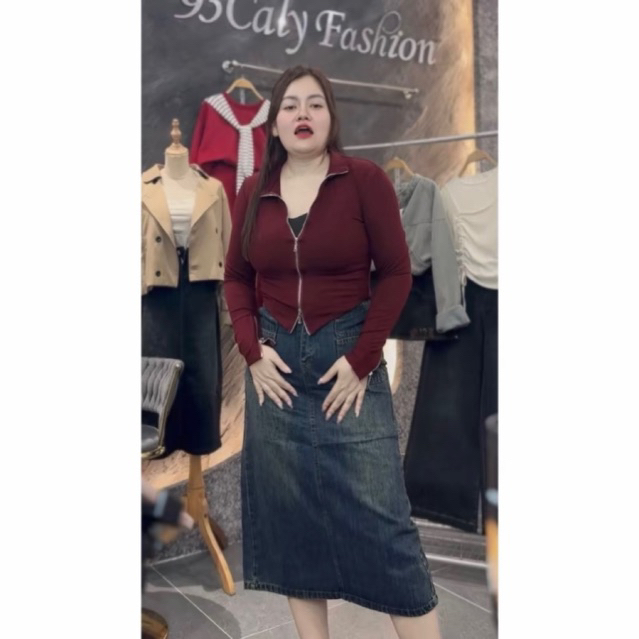 [BIGSIZE] Chân Váy Jean Nữ 2 Túi Trước Trơn Xẻ Sau, cv bò dài qua gối basic HOT2025