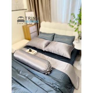 Bộ Drap Giường Phi lụa Phiên Bản 2 Màu Mix Match Màu Basic Trinhbedding
