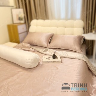 Bộ Drap Giường Phi lụa Phiên Bản 2 Màu Mix Match Màu Basic Trinhbedding