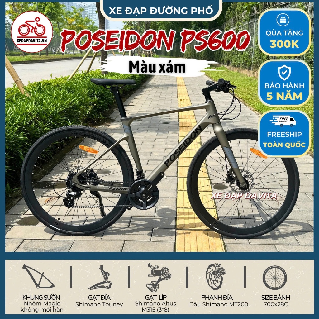 Xe đạp Touring Poseidon Ps600 - 6 món Shimano - Phanh dầu Shimano MT200