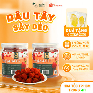 Dâu tây sấy dẻo organic Khóm Store hũ 250g mua lẻ giá sỉ x trái cây sấy x hoa quả sấy