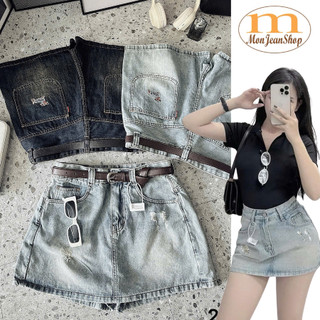  Quần Đùi Jean Giả Váy Bigsize Nữ Quần Bò Lưng Cao Dáng Chữ A từ 55-85kg MS2108 