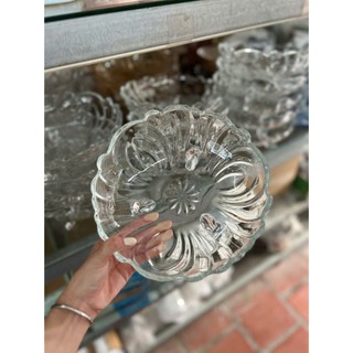 Bát thả hoa thủy tinh dày dặn, bát thả hoa có chân decor bàn thờ thần tài
