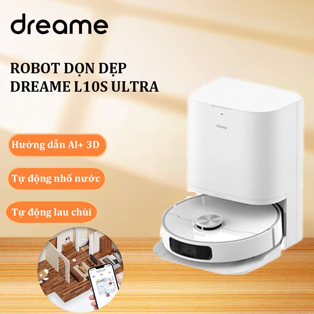 Robot dọn dẹp Dreame L10s Ultra Tự động nhổ nước, tự động lau chùi Công suất hút linh hoạt 5300Pa