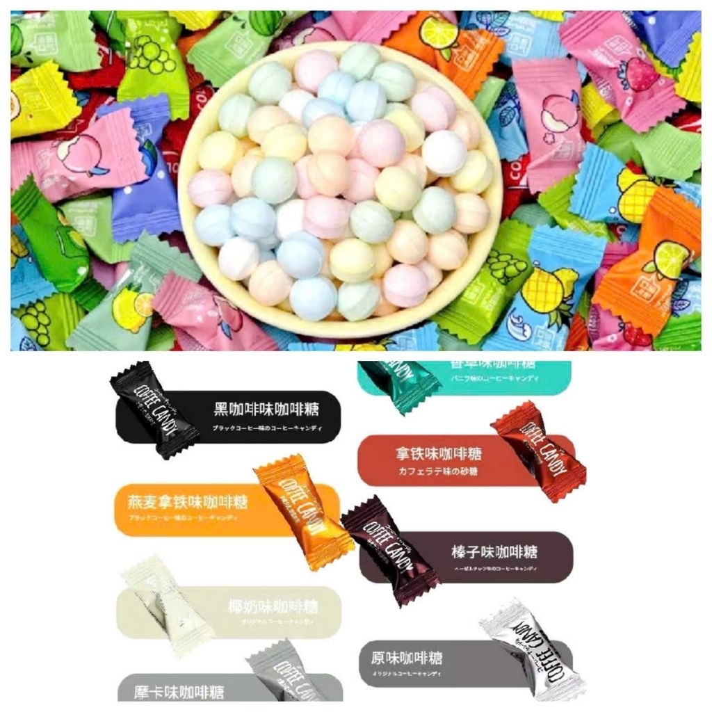 Kẹo Ngậm Trái Cây Không Đường và Kẹo Coffee  Candy Viên Nén Không Đường Đài Loan - Lotso Candy