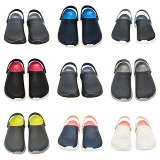  Dép Cross Literide Nam Nữ xám đế trắng - TẶNG VỚ  + Hàng loại 1 - giày sục sandal Crocs quai ngang bít đầu nam nữ,xịn xò 
