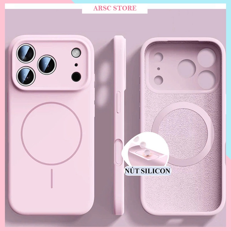 Ốp Lưng iphone Silicon Dẻo Chống Dơ Bẩn Lưng Lót Nhung Hỗ Trợ Từ Tính cho Iphone 12 13 14 15 16 17 18 Pro Max Plus Air