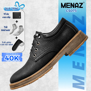 Giày Da Nam Cao Cấp Đốc Tờ MENAZ CS073 Da Cao Cấp Đế Cao Su Nguyên Khối Tăng Chiều Cao 3,5cm
