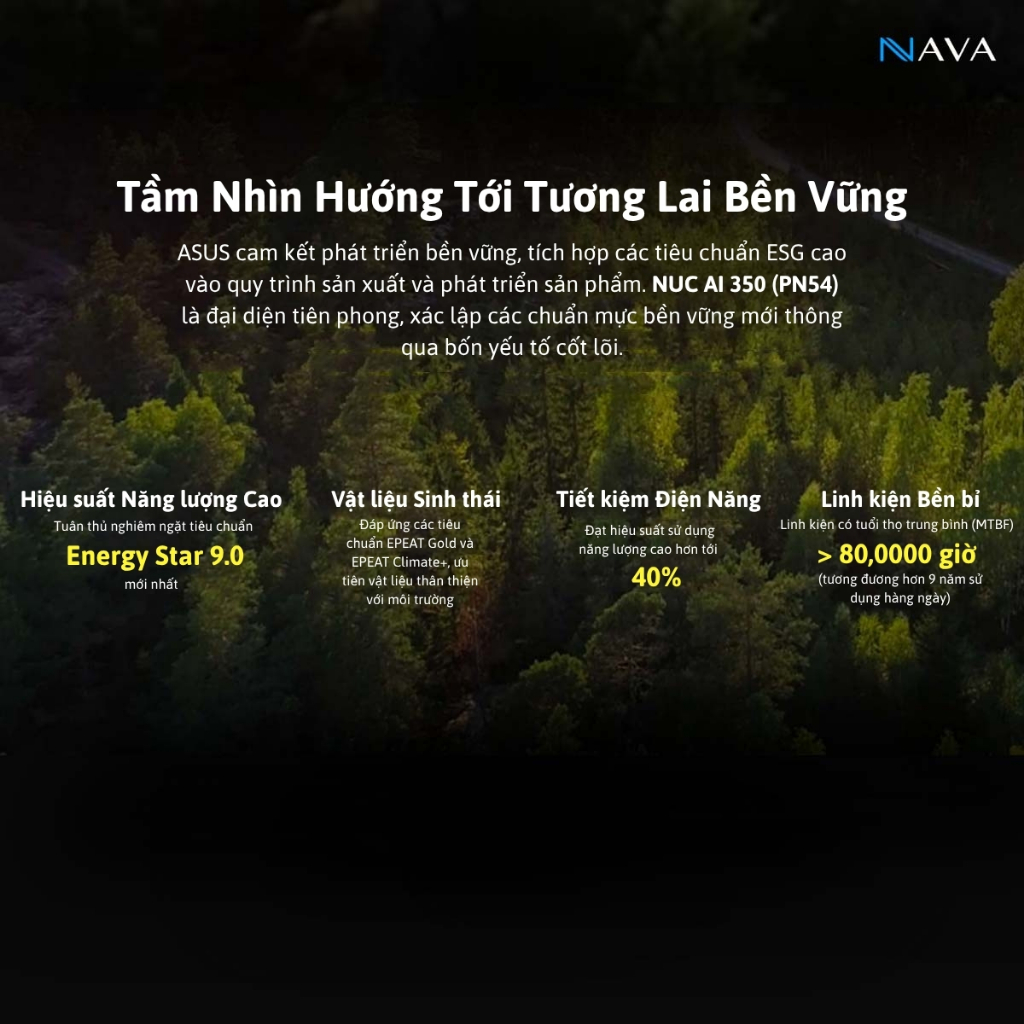 Mini PC ASUS NUC AI 350 (PN54) DDR5 AMD Ryzen AI 7, Radeon 860M, Copilot+, Khóa Vân Tay, Tặng Đế | BigBuy360 - bigbuy360.vn