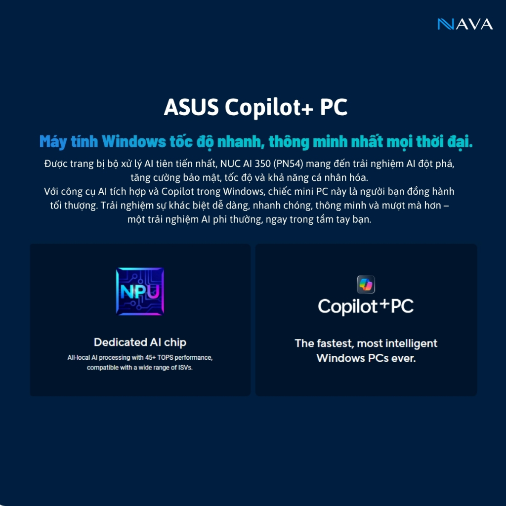 Mini PC ASUS NUC AI 350 (PN54) DDR5 AMD Ryzen AI 7, Radeon 860M, Copilot+, Khóa Vân Tay, Tặng Đế | BigBuy360 - bigbuy360.vn