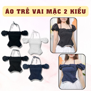  Áo Trễ Vai Corset SAIGONESE Tay Phồng Phối Ren Chiết Eo Chuẩn Dáng Form Nữ 