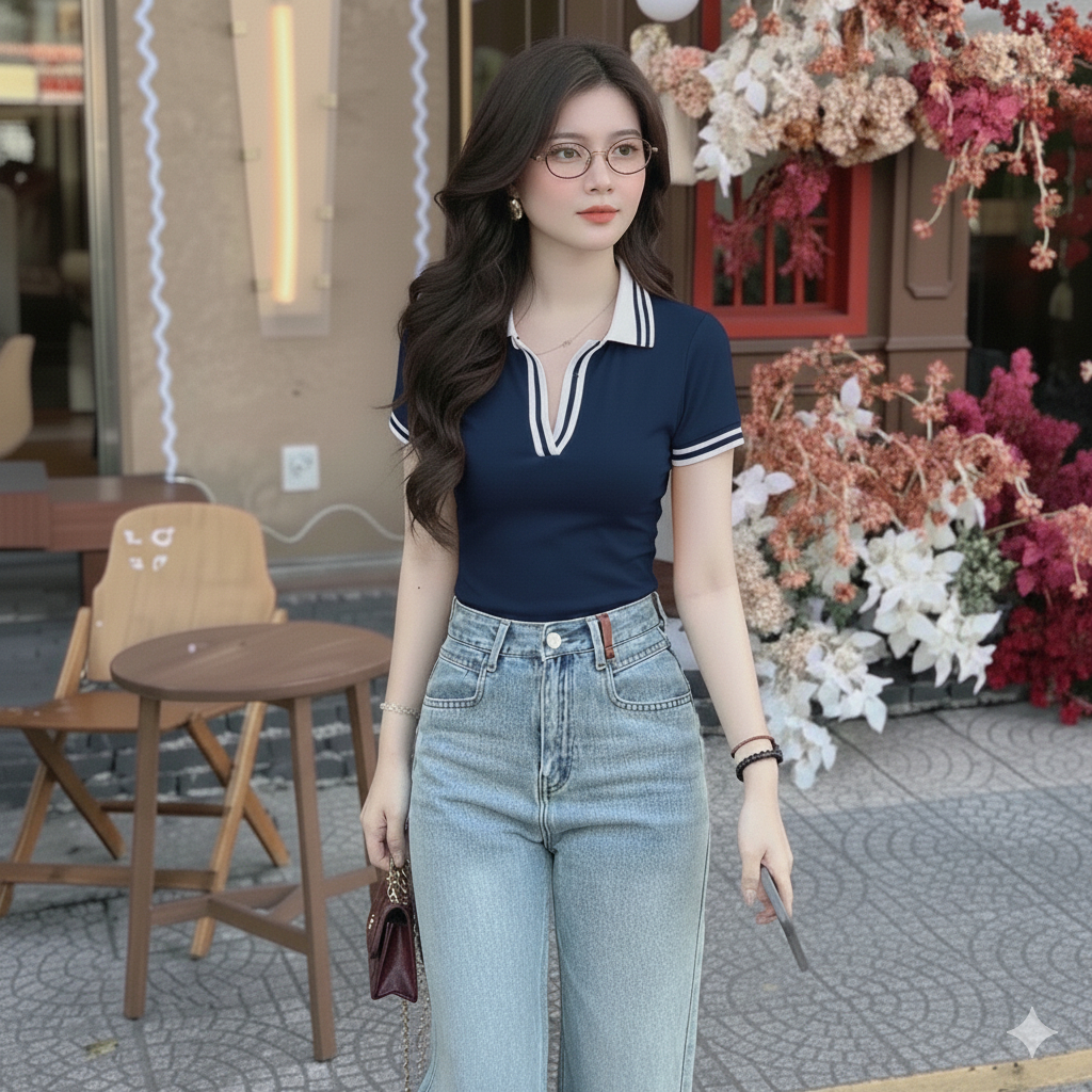 Áo Thun Polo Nữ Cổ Bẻ Phối Viền Chất Thun Borip Co Giãn Ôm Body AT20 CinZy SG | BigBuy360 - bigbuy360.vn