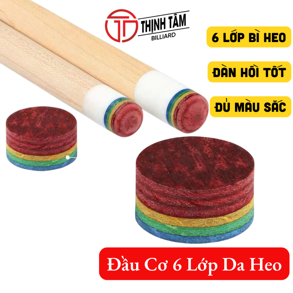 Đầu Cơ Bida 6 Lớp Da Heo Cầu Vồng GusitSi Thịnh Tâm, Đầu Tẩy Gậy Bi-A Nicest Cao Cấp Cho CLB, MEILIN TTGR