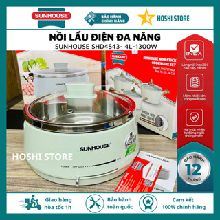 [MẪU MỚI] LẨU ĐIỆN 4L SUNHOUSE SHD4543, lòng nồi dày chất liệu inox 304 siêu bền, công suất 1300w