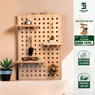[TV-D010]Bảng Gỗ Trang Trí Để Ảnh, Giá Gỗ Decor Pegboard Treo Tường Đa Năng Kèm Kệ Mini