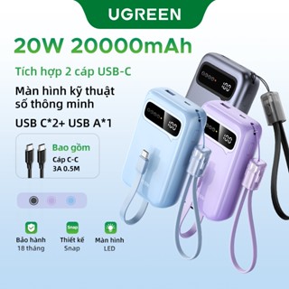 【Pin Sạc Dự Phòng Có Thể Đặt Hàng UGREEN Powerbank đầy màu sắc,, 20000mAh, với 2 Cáp USB C tích hợp, PD20W, SCP22.5W